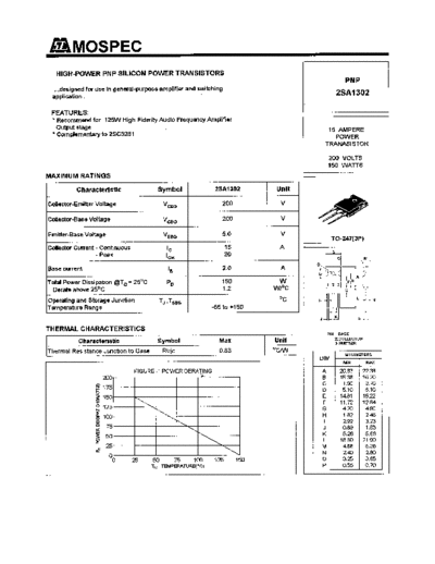 Mospec 2sa1302  . Electronic Components Datasheets Active components Transistors Mospec 2sa1302.pdf