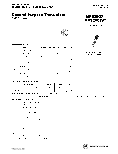 Motorola mps2907  . Electronic Components Datasheets Active components Transistors Motorola mps2907.pdf