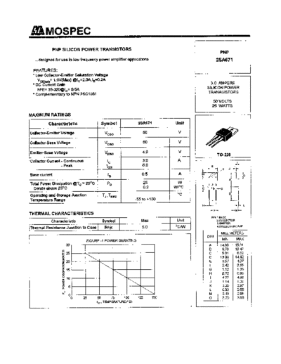 Mospec 2sa671  . Electronic Components Datasheets Active components Transistors Mospec 2sa671.pdf