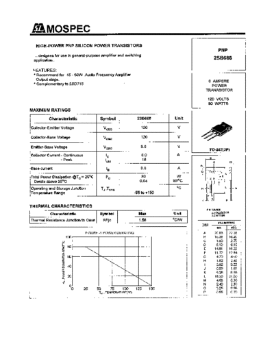 Mospec 2sb688  . Electronic Components Datasheets Active components Transistors Mospec 2sb688.pdf