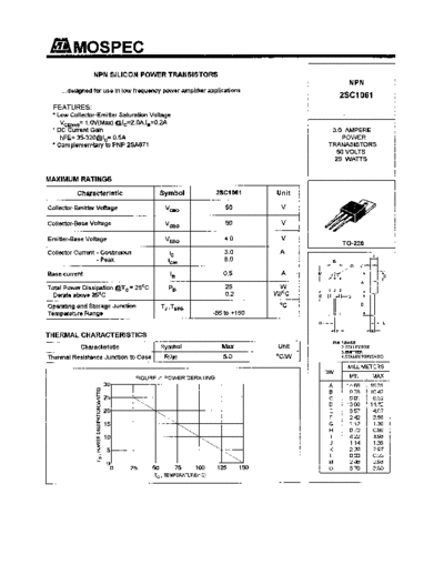 Mospec 2sc1061  . Electronic Components Datasheets Active components Transistors Mospec 2sc1061.pdf