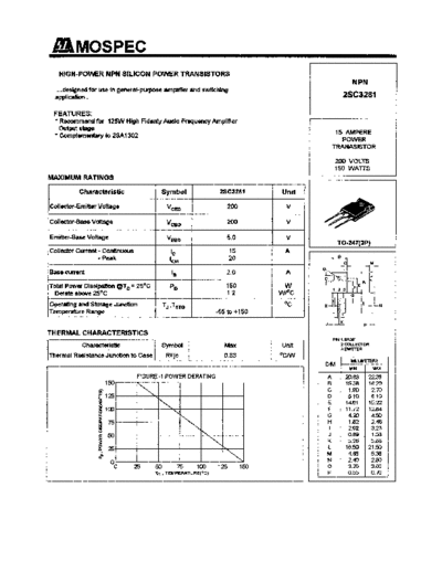 Mospec 2sc3281  . Electronic Components Datasheets Active components Transistors Mospec 2sc3281.pdf
