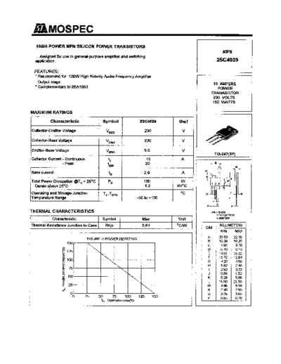 Mospec 2sc4029  . Electronic Components Datasheets Active components Transistors Mospec 2sc4029.pdf