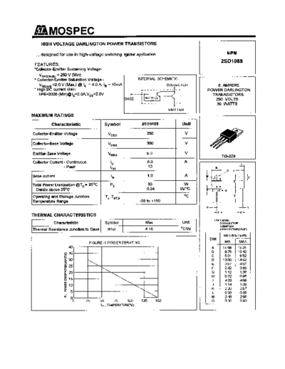 Mospec 2sd1088  . Electronic Components Datasheets Active components Transistors Mospec 2sd1088.pdf