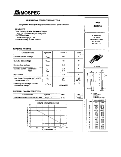 Mospec 2sd313  . Electronic Components Datasheets Active components Transistors Mospec 2sd313.pdf