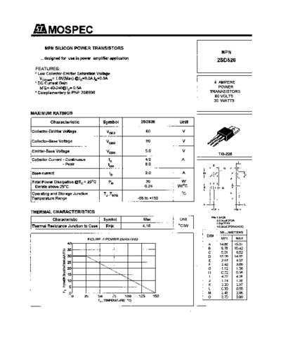 Mospec 2sd526  . Electronic Components Datasheets Active components Transistors Mospec 2sd526.pdf