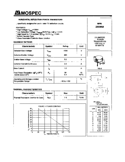 . Electronic Components Datasheets 2sd868  . Electronic Components Datasheets Active components Transistors Mospec 2sd868.pdf