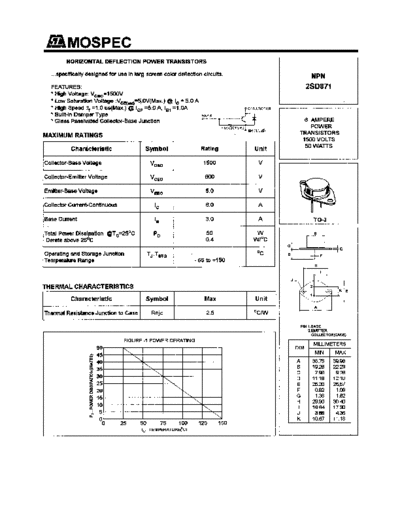 Mospec 2sd871  . Electronic Components Datasheets Active components Transistors Mospec 2sd871.pdf