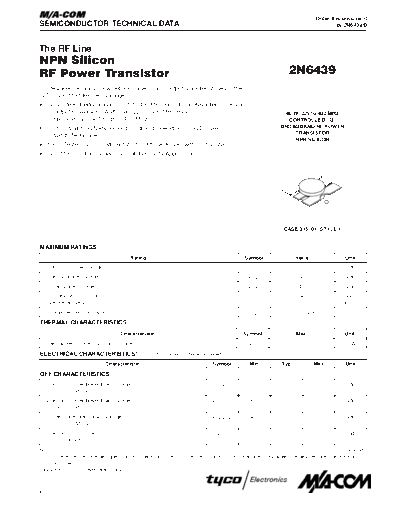 Macom 2n6439  . Electronic Components Datasheets Active components Transistors Macom 2n6439.pdf