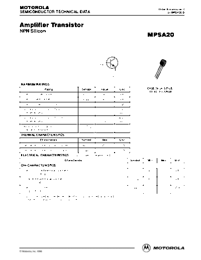 Motorola mpsa20re  . Electronic Components Datasheets Active components Transistors Motorola mpsa20re.pdf