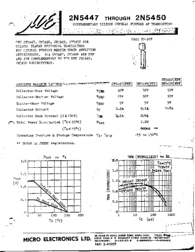 MicroElectronics 2n5447-49 2n5450  . Electronic Components Datasheets Active components Transistors MicroElectronics 2n5447-49_2n5450.pdf