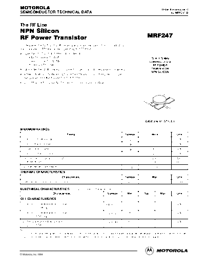 Motorola mrf247re  . Electronic Components Datasheets Active components Transistors Motorola mrf247re.pdf