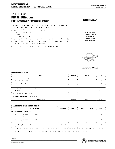 Motorola mrf247rev1  . Electronic Components Datasheets Active components Transistors Motorola mrf247rev1.pdf