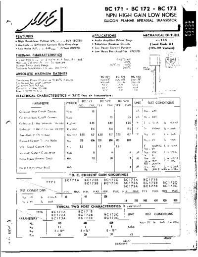 MicroElectronics bc171 bc172 bc173  . Electronic Components Datasheets Active components Transistors MicroElectronics bc171_bc172_bc173.pdf