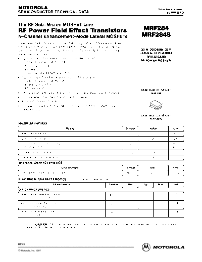 Motorola mrf284rev3  . Electronic Components Datasheets Active components Transistors Motorola mrf284rev3.pdf
