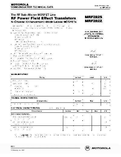 Motorola mrf282rev1a  . Electronic Components Datasheets Active components Transistors Motorola mrf282rev1a.pdf
