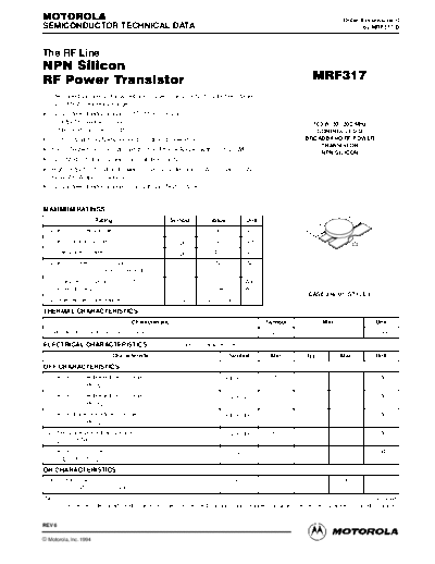 Motorola mrf317re  . Electronic Components Datasheets Active components Transistors Motorola mrf317re.pdf