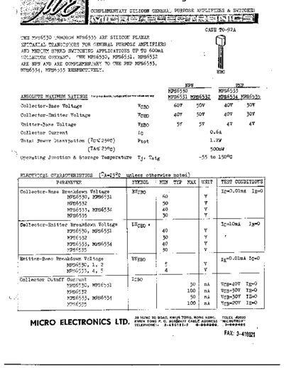 MicroElectronics mps6530-35  . Electronic Components Datasheets Active components Transistors MicroElectronics mps6530-35.pdf