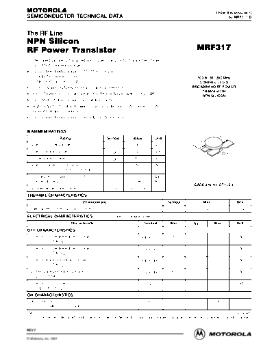 Motorola mrf317rev7  . Electronic Components Datasheets Active components Transistors Motorola mrf317rev7.pdf