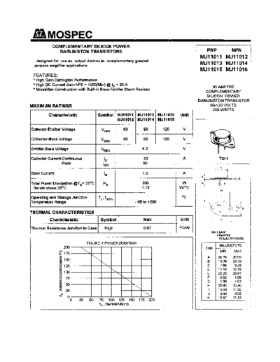 Mospec mj11011-16  . Electronic Components Datasheets Active components Transistors Mospec mj11011-16.pdf