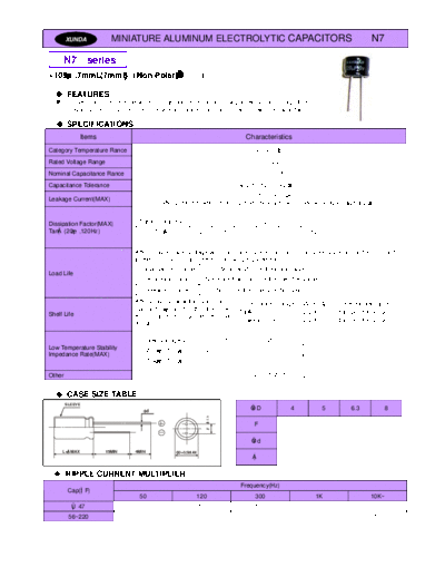 Xunda [non-polar radial] N7 Series  . Electronic Components Datasheets Passive components capacitors Xunda Xunda [non-polar radial] N7 Series.pdf