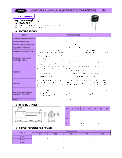 Xunda [non-polar radial] NK Series  . Electronic Components Datasheets Passive components capacitors Xunda Xunda [non-polar radial] NK Series.pdf