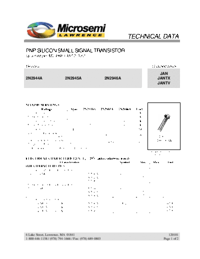 Microsemi 2n2944a-45a-46a  . Electronic Components Datasheets Active components Transistors Microsemi 2n2944a-45a-46a.pdf