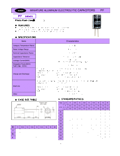 Xunda [radial thru-hole] PF Series  . Electronic Components Datasheets Passive components capacitors Xunda Xunda [radial thru-hole] PF Series.pdf