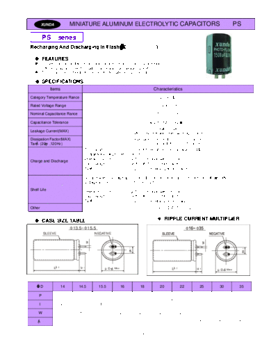 Xunda [radial thru-hole] PS Series  . Electronic Components Datasheets Passive components capacitors Xunda Xunda [radial thru-hole] PS Series.pdf