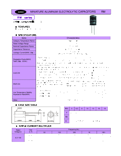 Xunda [radial thru-hole] RM Series  . Electronic Components Datasheets Passive components capacitors Xunda Xunda [radial thru-hole] RM Series.pdf