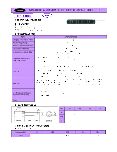 Xunda [radial thru-hole] RP Series  . Electronic Components Datasheets Passive components capacitors Xunda Xunda [radial thru-hole] RP Series.pdf