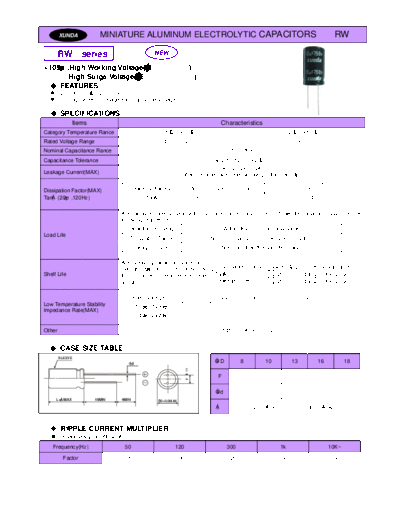 Xunda [radial thru-hole] RW Series  . Electronic Components Datasheets Passive components capacitors Xunda Xunda [radial thru-hole] RW Series.pdf