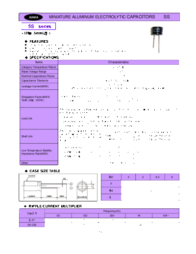 Xunda [radial thru-hole] SS Series  . Electronic Components Datasheets Passive components capacitors Xunda Xunda [radial thru-hole] SS Series.pdf