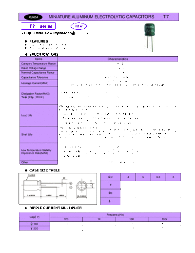 Xunda [radial thru-hole] T7 Series  . Electronic Components Datasheets Passive components capacitors Xunda Xunda [radial thru-hole] T7 Series.pdf