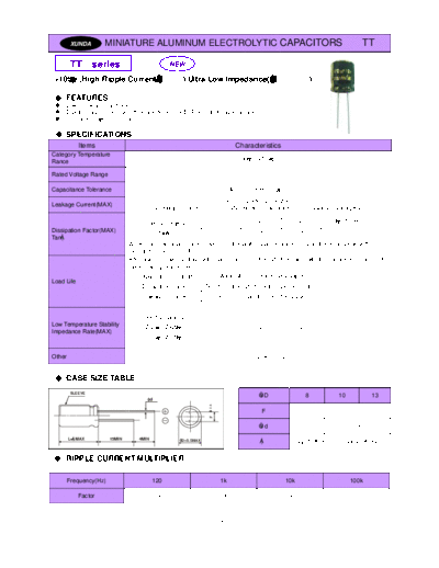 Xunda [radial thru-hole] TT Series  . Electronic Components Datasheets Passive components capacitors Xunda Xunda [radial thru-hole] TT Series.pdf