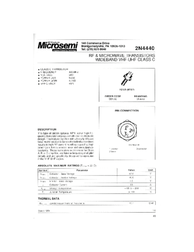 Microsemi 2n4440  . Electronic Components Datasheets Active components Transistors Microsemi 2n4440.pdf