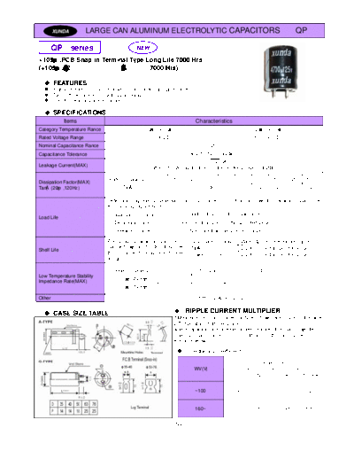 Xunda [snap-in] QP Series  . Electronic Components Datasheets Passive components capacitors Xunda Xunda [snap-in] QP Series.pdf