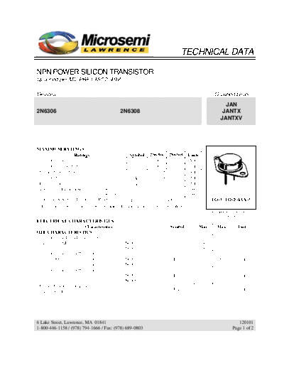 Microsemi 2n6306 2n6308  . Electronic Components Datasheets Active components Transistors Microsemi 2n6306_2n6308.pdf