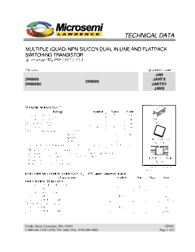 Microsemi 2n6989-2n6990  . Electronic Components Datasheets Active components Transistors Microsemi 2n6989-2n6990.pdf