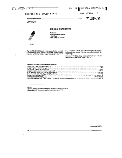 NO 2n4424  . Electronic Components Datasheets Active components Transistors NO 2n4424.pdf
