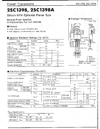 NO 2sc1398  . Electronic Components Datasheets Active components Transistors NO 2sc1398.pdf