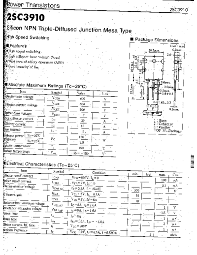 NO 2sc3910  . Electronic Components Datasheets Active components Transistors NO 2sc3910.pdf