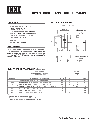 NEC ne894m13  . Electronic Components Datasheets Active components Transistors NEC ne894m13.pdf