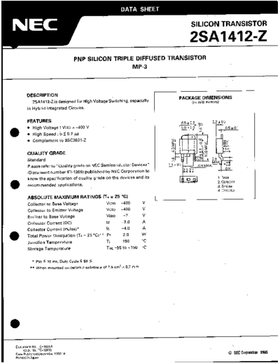 NEC 2sa1412-z  . Electronic Components Datasheets Active components Transistors NEC 2sa1412-z.pdf