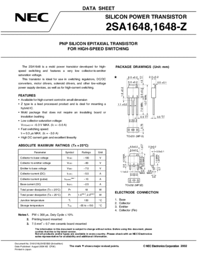 NEC 2sa1648 2sa1648-z  . Electronic Components Datasheets Active components Transistors NEC 2sa1648_2sa1648-z.pdf