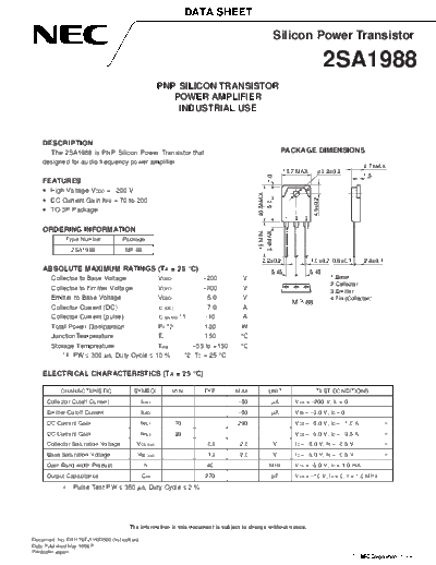 NEC 2sa1988  . Electronic Components Datasheets Active components Transistors NEC 2sa1988.pdf