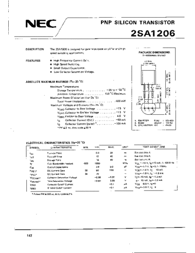 NEC 2sa1206  . Electronic Components Datasheets Active components Transistors NEC 2sa1206.pdf