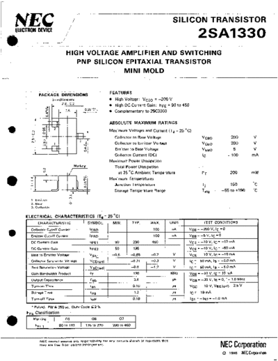 NEC 2sa1330  . Electronic Components Datasheets Active components Transistors NEC 2sa1330.pdf