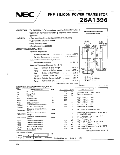 NEC 2sa1396  . Electronic Components Datasheets Active components Transistors NEC 2sa1396.pdf