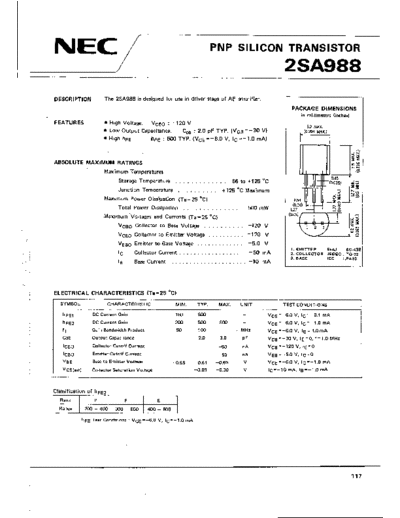 NEC 2sa988  . Electronic Components Datasheets Active components Transistors NEC 2sa988.pdf